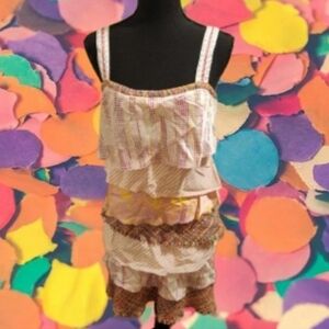 Poleci Floraled Tiered Ruffle Cake Mini Dress